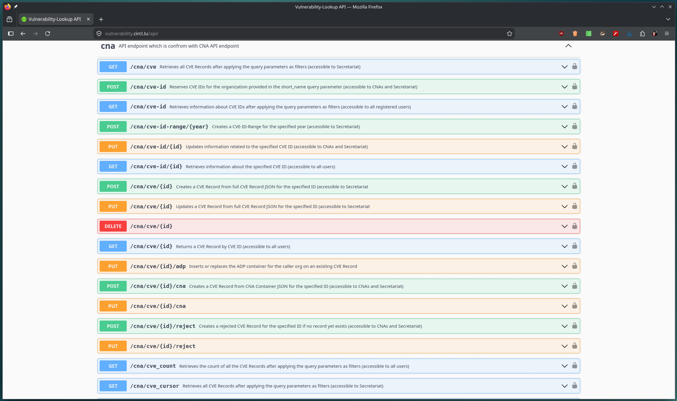 Vulnerability-Lookup 5.0.0 CNA-compliant API overview